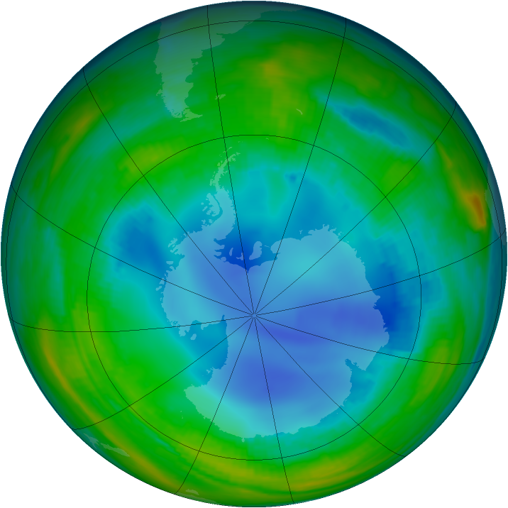 Antarctic ozone map for 02 August 1999